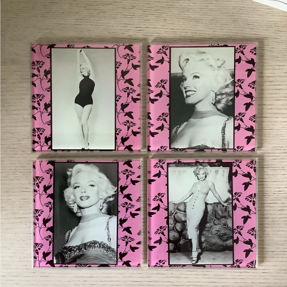 🛑SOLD🛑MARILYN MONROE GLASS COASTERS SET OF 4 -BERNARD OF HOLLYWOOD - Picture 4 of 4